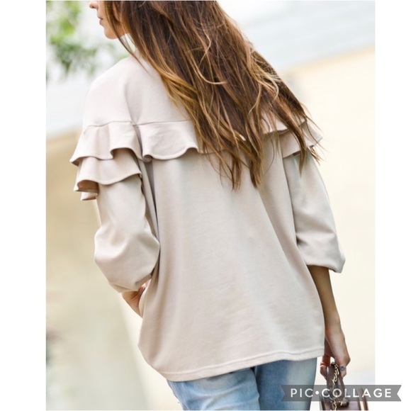 Deep Cream/Beige Top w/a Ruffle - Picture 4 of 4